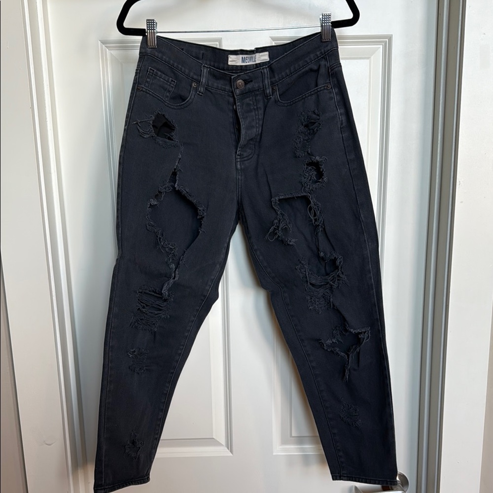 Brandy Melville Faded Black Boyfriend Jeans Distressed